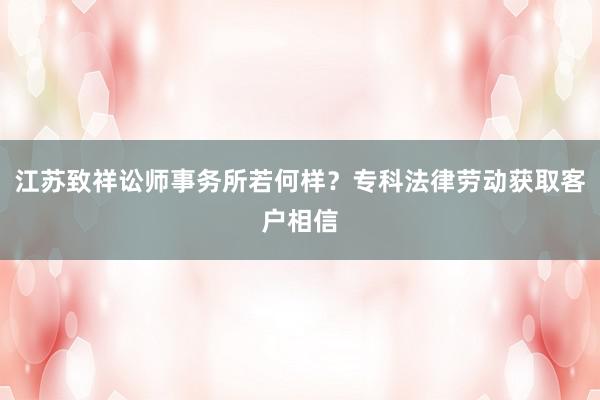 江苏致祥讼师事务所若何样？专科法律劳动获取客户相信