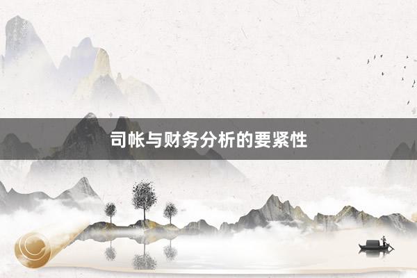 司帐与财务分析的要紧性